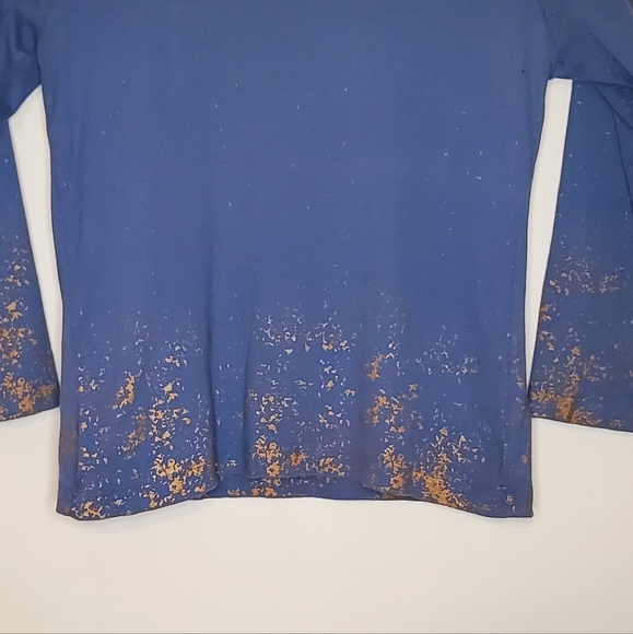 Gold Splash Periwinkle Blue 3/4 Sleeve Armani Exchange Shirt with Paint Accents - Picture 6 of 13